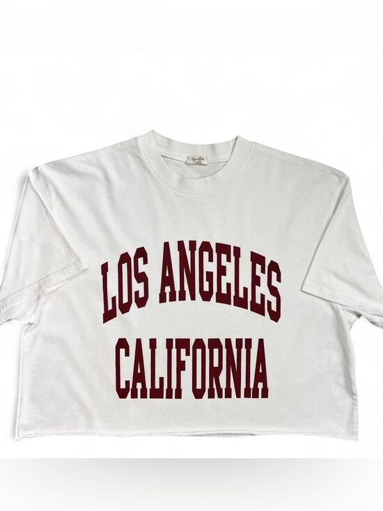 Brandy Melville Tops - Brandy Melville White Cropped Oversized Graphic Tee